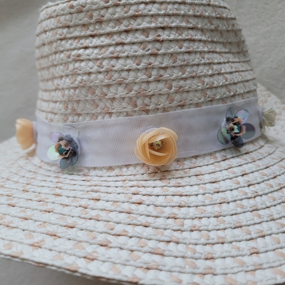 Betsey Johnson | Packable Floral Sun Hat EUC Medium Floppy Brim White & … - Picture 15 of 15